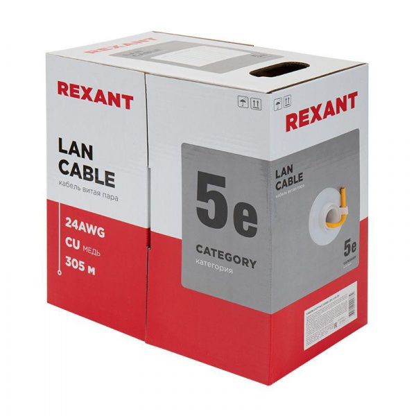 (01-0049) Кабель UTP 4PR 24AWG CAT5e 305м нг(А)-HF REXANT