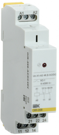 (OIR-208-ACDC48V) Реле промежуточное модульное OIR 2 контакта 8А 48В AC/DC IEK