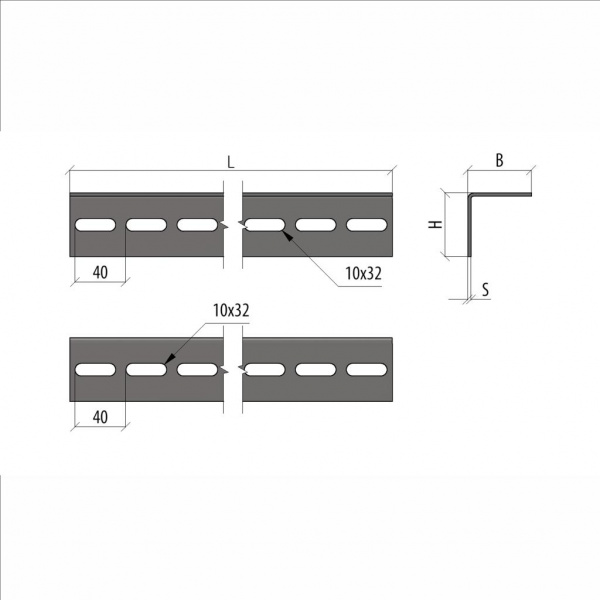 (L50-50-2.0-2500 INOX304) L-профиль перф. 50х50х2,0 L2500 мм INOX304