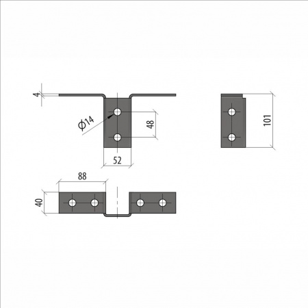 (OUSG41-41) Основание угловое двойное для страт-профиля 41х41 мм