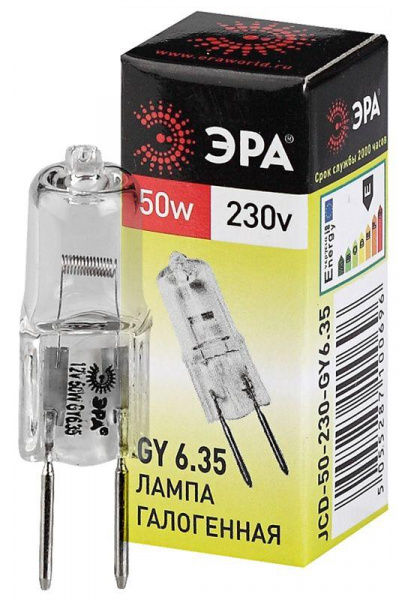 Лампочка галогенная ЭРА GY6.35-JCD-50W-230V GY6.35 50Вт капсула теплый белый свет (C0027374)