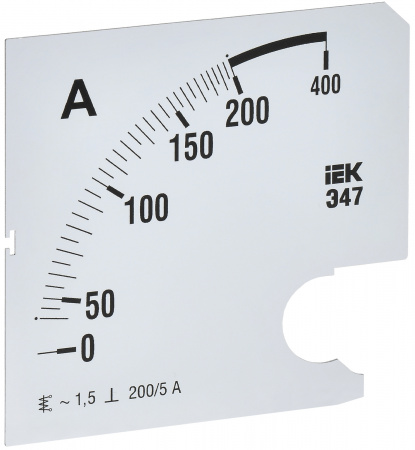 (IPA20D-SC-0200) Шкала сменная для амперметра Э47 200/5А класс точности 1,5 96х96мм IEK