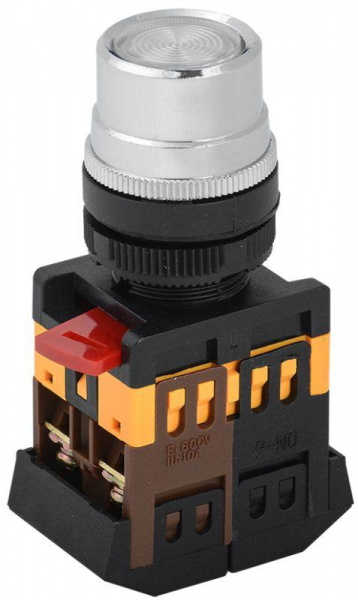 (BBT10-ABLF-K08) Кнопка ABLF-22 прозрачный d22мм неон/240В 1з+1р ИЭК