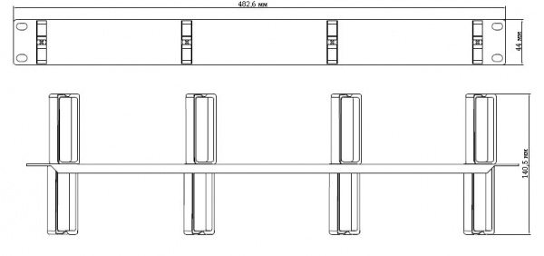 (16518)Hyperline CM-1U-PL-DBL Кабельный организатор с пластиковыми кольцами, двухсторонний, 19", 1U