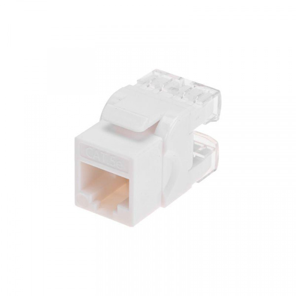 (02-0060) Модуль Keystone Jack RJ-45(8P8C), UTP неэкранированный, CAT 5e, тип 180 градусов, белый REXANT PRO