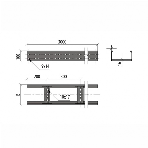 (LL100-200-1.5-2000 INOX304 N) Лоток лестничный 100х200х1,5 L2000 мм INOX304 N