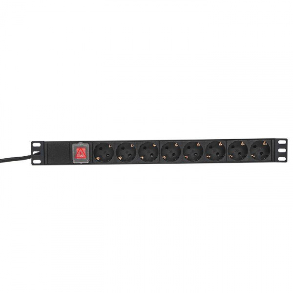 (TRP-HPD-LS-16A-8SH-2MSH) Блок розеток PDU TERACOM PRO 19" 1U 16А/250В 8 розеток Schuko с выключателем шнур питания длиной 2 метра