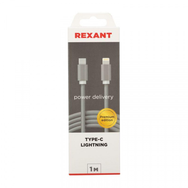 (18-1826) Кабель Type-C - Lightning PD/1m/nylon/white REXANT