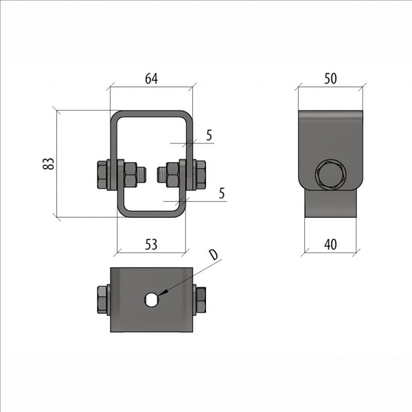 (SHS10 INOX304) Шарнирный подвес для шпильки м10 (5 мм) INOX304