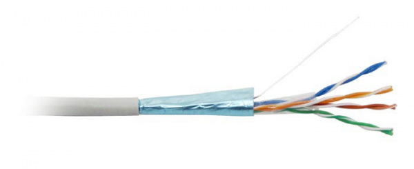 (42052)Hyperline FUTP4-C5E-S24-IN-PVC-GY-305 (305 м) Кабель витая пара, экранированная F/UTP, категория 5e, 4 пары (24 AWG)