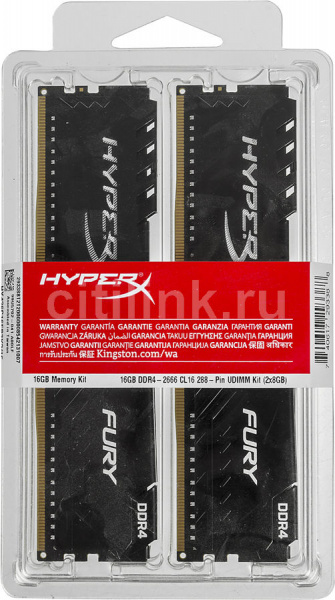 Модуль памяти KINGSTON HyperX FURY Black HX426C16FB3K2/16 DDR4 - 2x 8ГБ