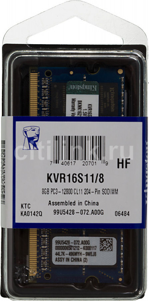 Модуль памяти KINGSTON KVR16S11/8 DDR3 - 8ГБ