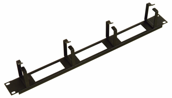 ГКО-О-4.62-9005 Горизонтальный кабельный органайзер с окнами 19" 1U, 4 кольца, цвет черный