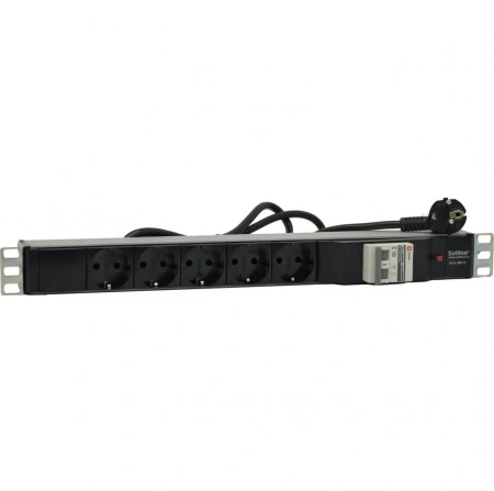 (SNR-PDU-05S-MCB-10A) Блок сет.розеток S-5 ВА47 10A/250B, 5 розеток Schuko (CEE 7/7)
