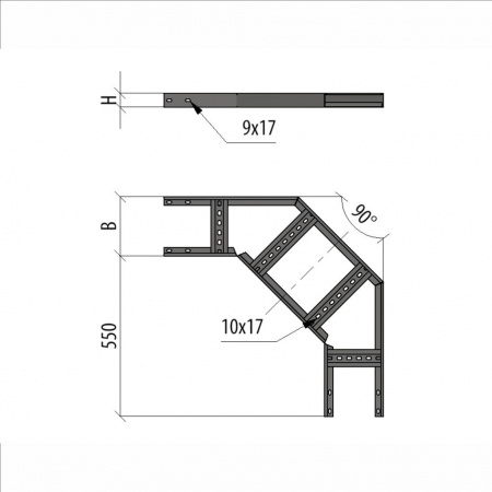 (LGLS90-80-200-1.2) Угол лестничный горизонтальный 90 гр. 80х200х1,2 мм "Быстрый монтаж"