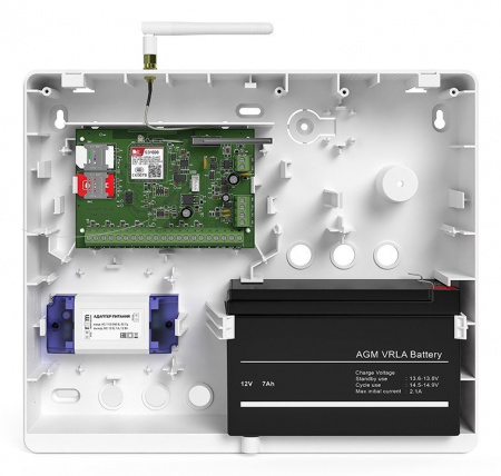 Прибор охранный «Контакт GSM-5A v.1» с внешней антенной в корпусе под АКБ 1,2 Ач