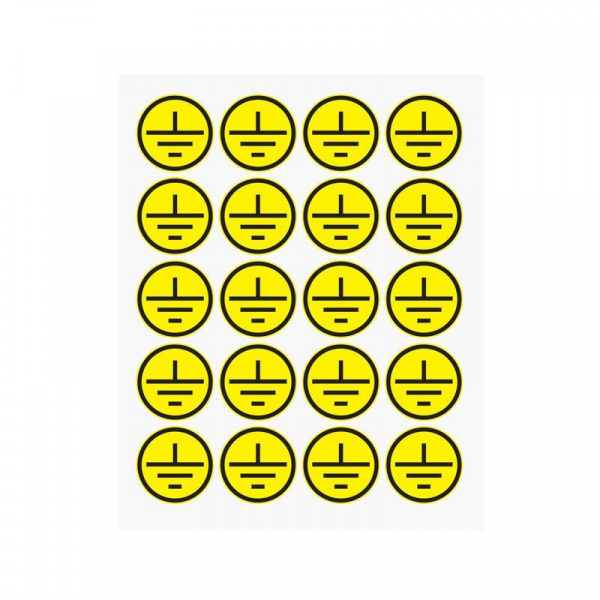 (56-0010) Наклейки знаки электробезопасности «Заземление» d - 20 мм REXANT (20шт на листе)