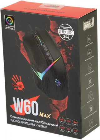 Мышь A4TECH Bloody W60 Max, проводная, USB, черный