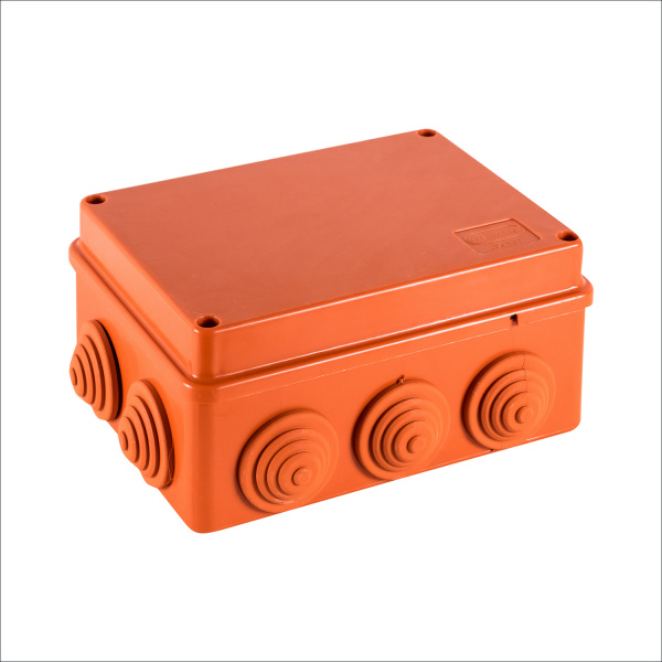 (43169HF) JBS150 Коробка огн. E110, о/п 150х110х70мм, без галогена,10 вых., IP55, 9P, (1,5-4 мм2), цвет оранж. Экопласт