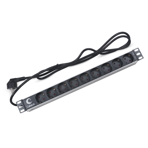 Cabeus PDU-9P-2EU Блок силовых розеток 19", шнур 2м, евровилка (7288c)