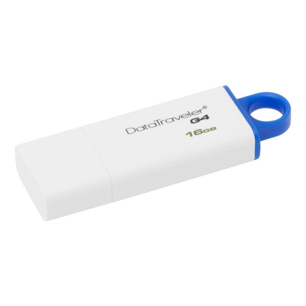 Флешка USB KINGSTON DataTraveler G4 16ГБ, USB3.0, белый и синий