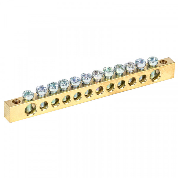 (11-2368) Шина PEN «земля-ноль» 6х9 мм 12/2 (12 групп/крепеж по краям) REXANT