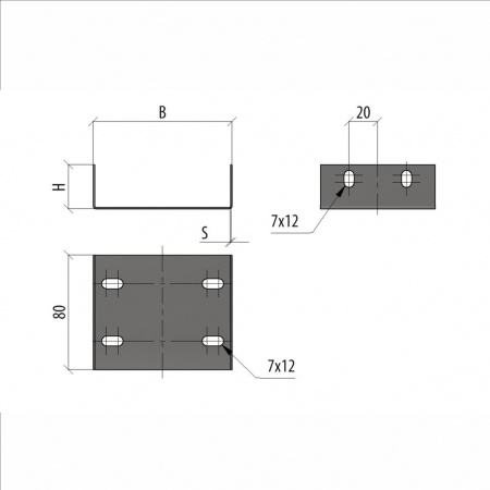 (SPplus50-500 HD) Соединительная пластина П-образная для лотка 50х500 мм "ПЛЮС" HD