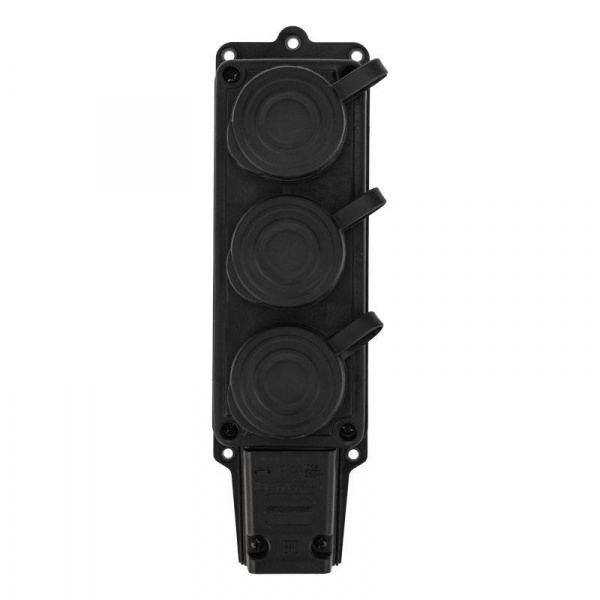 (111-113-4) Розетка (колодка) штепсельная трехместная влагозащищенная 2P+PE 230V, 16 А, IP44 каучук PROconnect