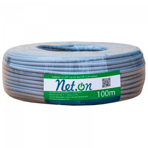 (01-0301) Кабель витая пара Net.on UTP Cat.5e 4x2хAWG24 CCA PE Outdoor 305м