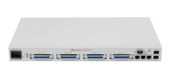(TAU-72.IP-AC-S) VoIP-шлюз TAU-72.IP: 72хFXS, 3хRJ45-10/100/1000, 2 слота для SFP, SIP/H.323, 1U, AC 220V