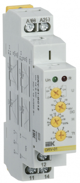 (ORV-01-DC12) Реле контроля напряжения ORV с блокировкой однофазное 12В DC IEK