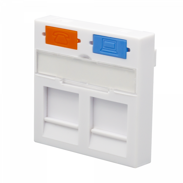 (10-0303-1) Лицевая панель 2 порта (45х45, Keystone, шторки) (DIY) (10-0303-1) Лицевая панель 2 порта (45х45, Keystone, шторки) (DIY)