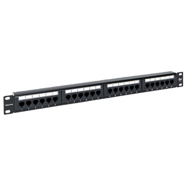 (TRC-PPNL-5EUTP-C1U24) Патч-панель TERACOM 19'' Cat.5E 1U неэкранированная UTP 24 порта RJ-45 110 IDC с органайзером