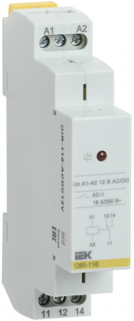 (OIR-116-ACDC12V) Реле промежуточное модульное OIR 1 контакт 16А 12В AC/DC IEK