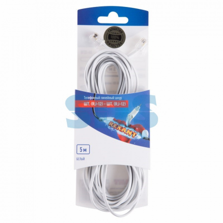 (06-3210) Телефонный удлинитель REXANT, 6р-4с, 5 м, белый