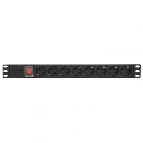 (TRP-HPD-LS-10A-8SH-C14) Блок розеток PDU TERACOM PRO 19" 1U 10А/250В 8 розеток Schuko с выключателем без шнура питания