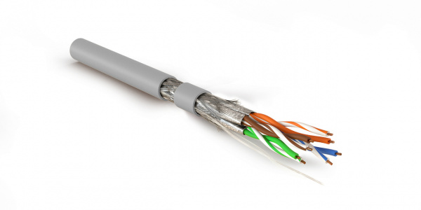 (523435) Hyperline SFTP4-C7A-S23-IN-LSZH-GY (куски) Кабель витая пара, экранированная S/FTP, категория 7A, 4 пары (23 AWG), одножильный (solid)