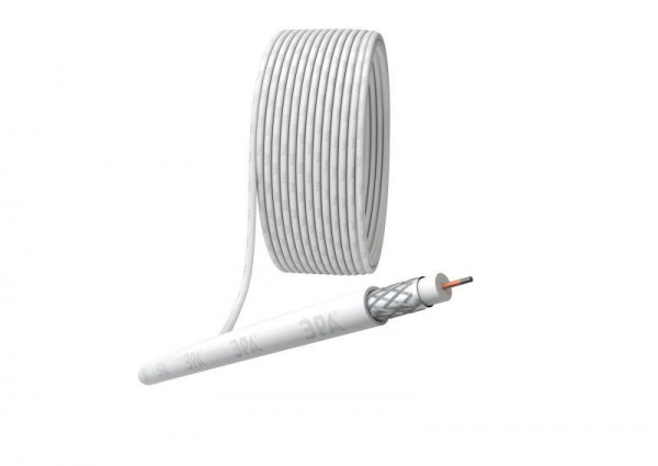 ЭРА Кабель коаксиальный 3С-2V, 75 Ом, CCS/(оплётка Al, 48%), PVC, цвет белый, бухта 100 м, SIMPLE (6/168) (Б0044602)
