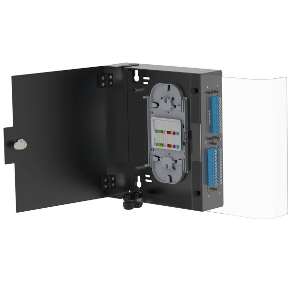 (RNFBE2BL) Корпус оптического навесного бокса, 2 слота для адаптерных планок типаRNAP, черный, без сплайс-кассеты, без пигтейлов