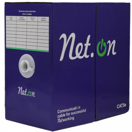 (01-0302) Кабель витая пара Net.on UTP Cat.5e 4x2хAWG24 CCA PVC Indoor 305м