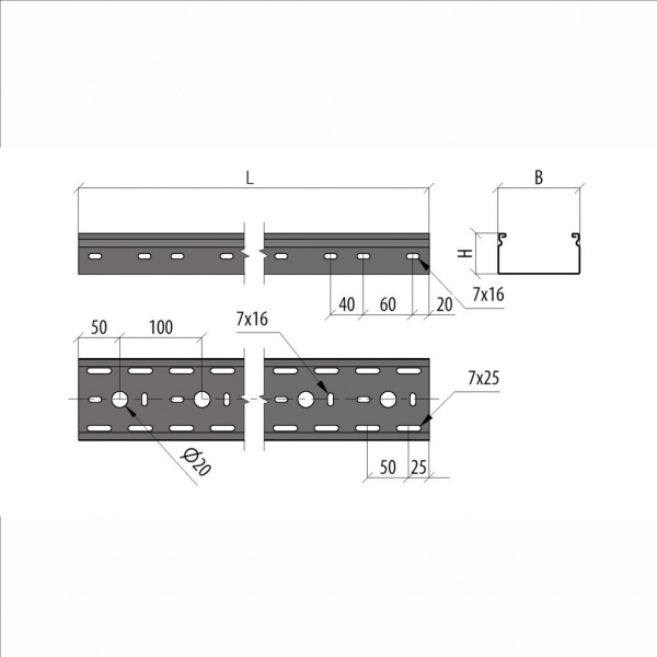 (LPEplus80-400-1.5-2500 INOX304) Лоток перф. 80х400х1,5 L2500 мм "Стандарт ПЛЮС" INOX304
