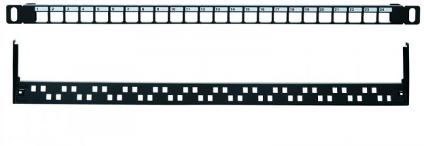 Eurolan 27B-00-24-05BL Коммутационная панель 19” наборная, UTP, 0,5U, 24 порта, черный
