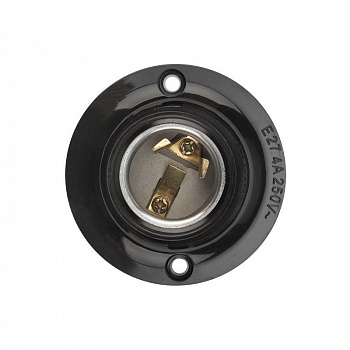 (11-8818) Патрон карболитовый потолочный Е27 черный c этикеткой REXANT