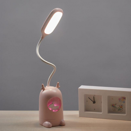 (609-004) Светильник настольный REXANT Click Lite с ночником на основании, LED, 6 Вт, 4000 К, RGB-динамика, диммируемый 3 ступени, заряжаемый (автоном