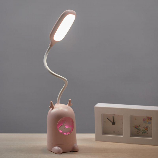 (609-004) Светильник настольный REXANT Click Lite с ночником на основании, LED, 6 Вт, 4000 К, RGB-динамика, диммируемый 3 ступени, заряжаемый (автоном