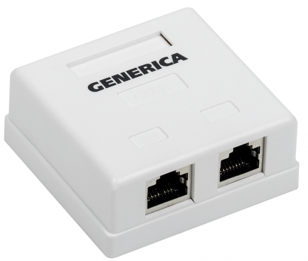 (CS2-1C5EU-22-G) Розетка инф. настенная RJ45 кат. 5Е UTP 2 порта GENERICA