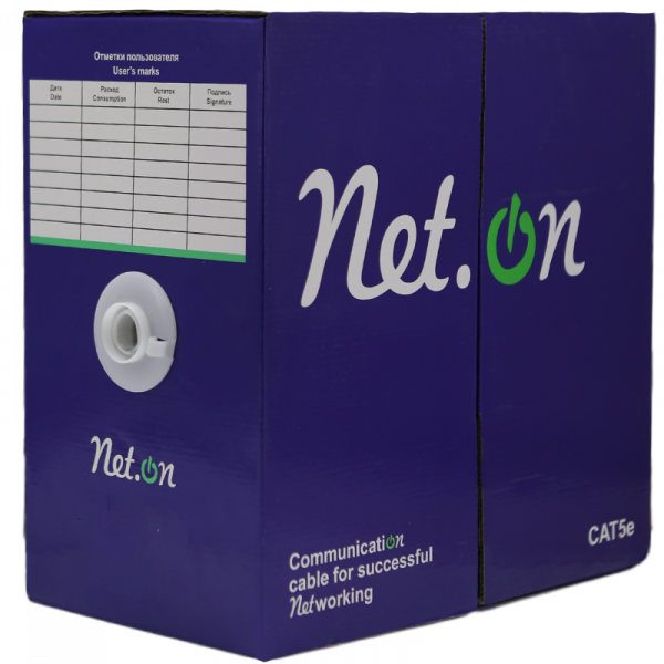 (01-0302) Кабель Net.on UTP Cat.5e 4x2хAWG24 CCA PVC Indoor 305м