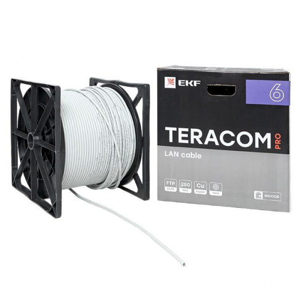 (TRP-6FTP-04PVC-GY-IN3) Кабель витая пара TERACOM PRO CAT.6 F/UTP 4 пары solid 23AWG оболочка PVC цвет серый (упак. 305м)