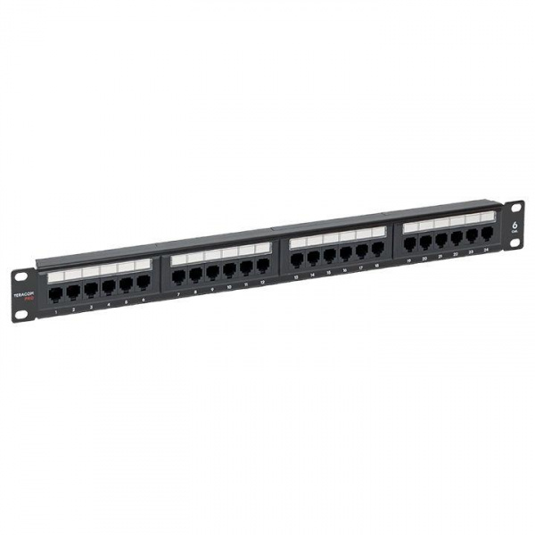 (TRP-PPNL-6UTP-1U24) Патч-панель TERACOM PRO 19'' Cat.6 1U неэкранированная UTP 24 порта RJ-45 Dual IDC