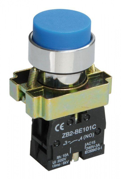 (BBT70-BL-K07) Кнопка управления LAY5-BL61 без подсветки синяя 1з ИЭК